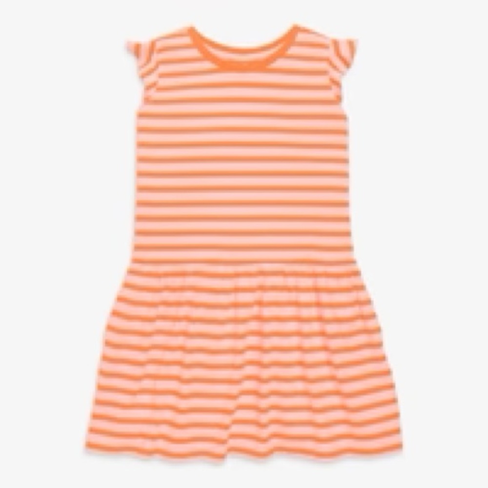 Primary Orange Stripe Flutter Sleeve Dress Like New